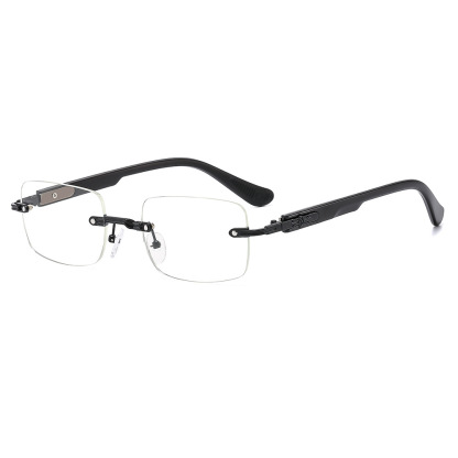 SQUARE FRAMELESS STYLISH EMBOSSED ANTI-BLUE LIGHT READING GLASSES