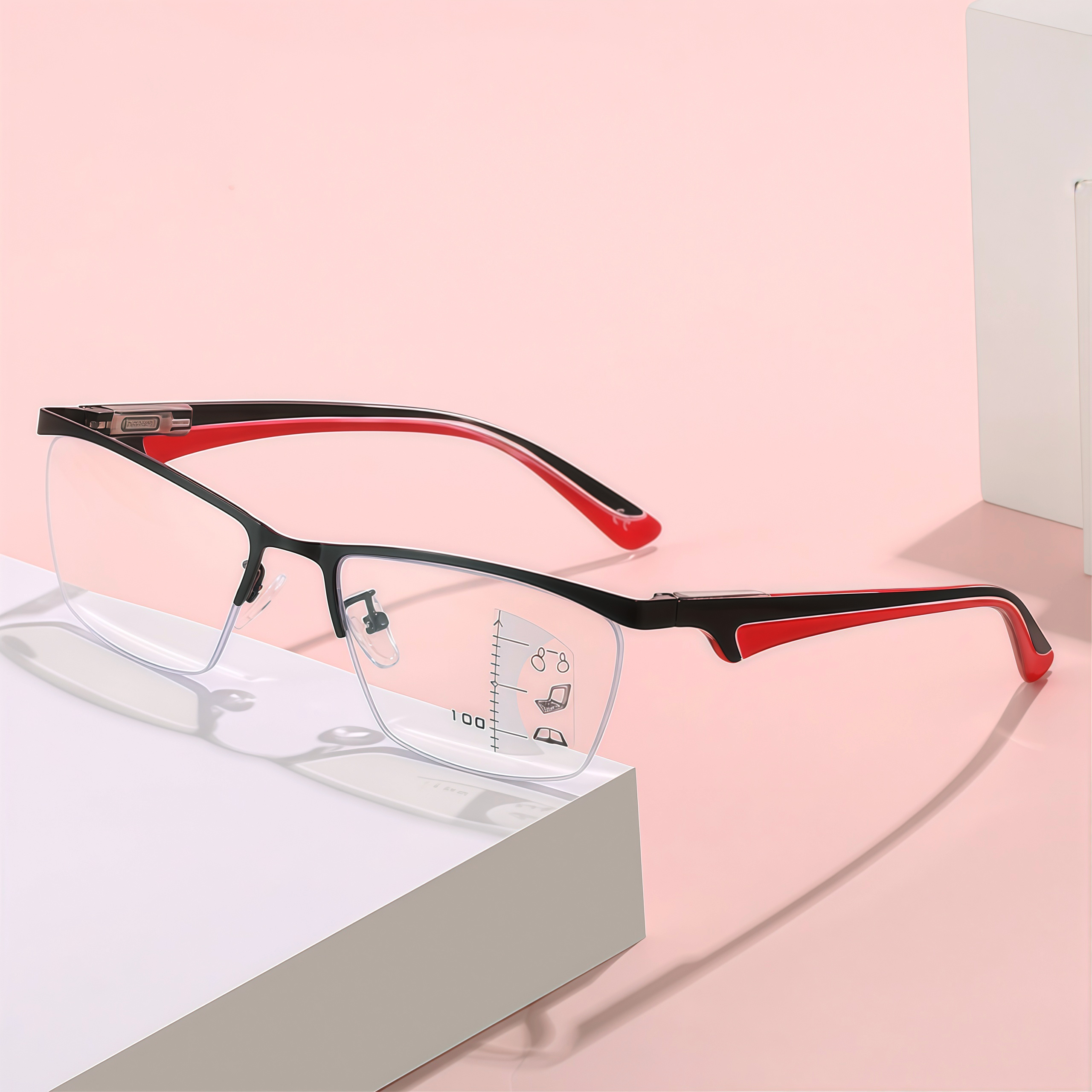 METAL HALF-FRAME ULTRA-LIGHT MULTI-FOCAL ANTI-BLUE LIGHT READING GLASSES