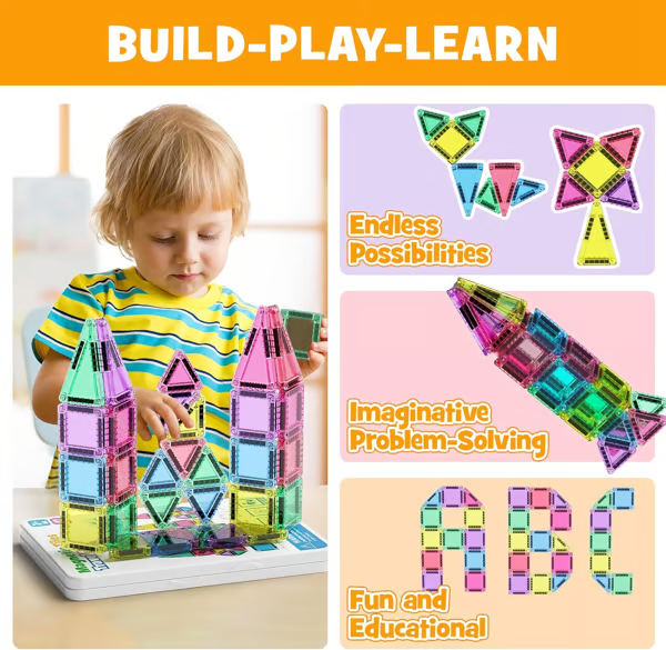 🎁🔥🧲 Children's Magnetic Building Blocks – STEM Educational Toys