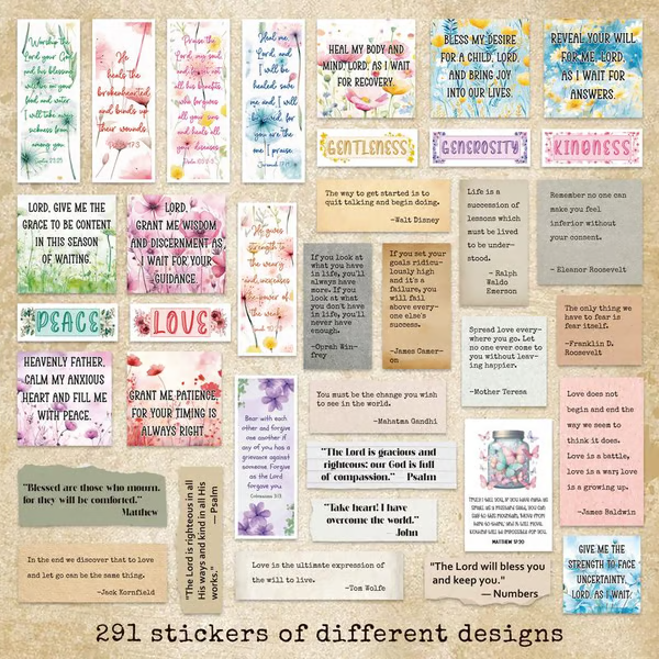 ✝️Motivational & Faith Sticker Book – Inspirational Quotes, Bible Verse & Jesus Themed Stickers for Scrapbooking, Journaling & DIY Crafts