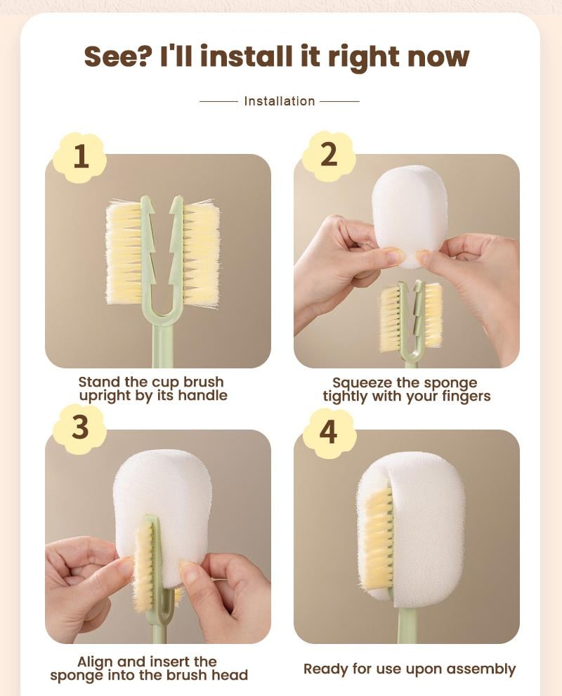 5-in-1 Bottle Cleaning Brush (Multifunctional) &ndash; For Cup Lid Cleaning & Home Kitchen Tasks