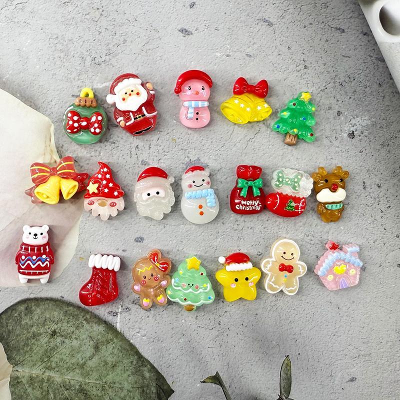 20/50 Glow-In-The-Dark Resin Christmas Decorative Bags, Santa Reindeer Snowflake Patterns, DIY Crafts Scrapbook Holiday Decoration