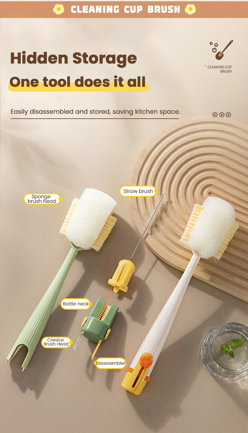 5-in-1 Bottle Cleaning Brush (Multifunctional) &ndash; For Cup Lid Cleaning & Home Kitchen Tasks