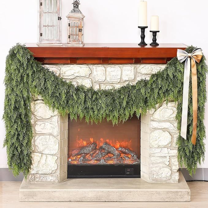 🎅🎄 Artificial Cedar Garland🇺🇸Green Pine Garland for Table, Mantel, Wall – Perfect for Indoor & Outdoor Christmas Decorations