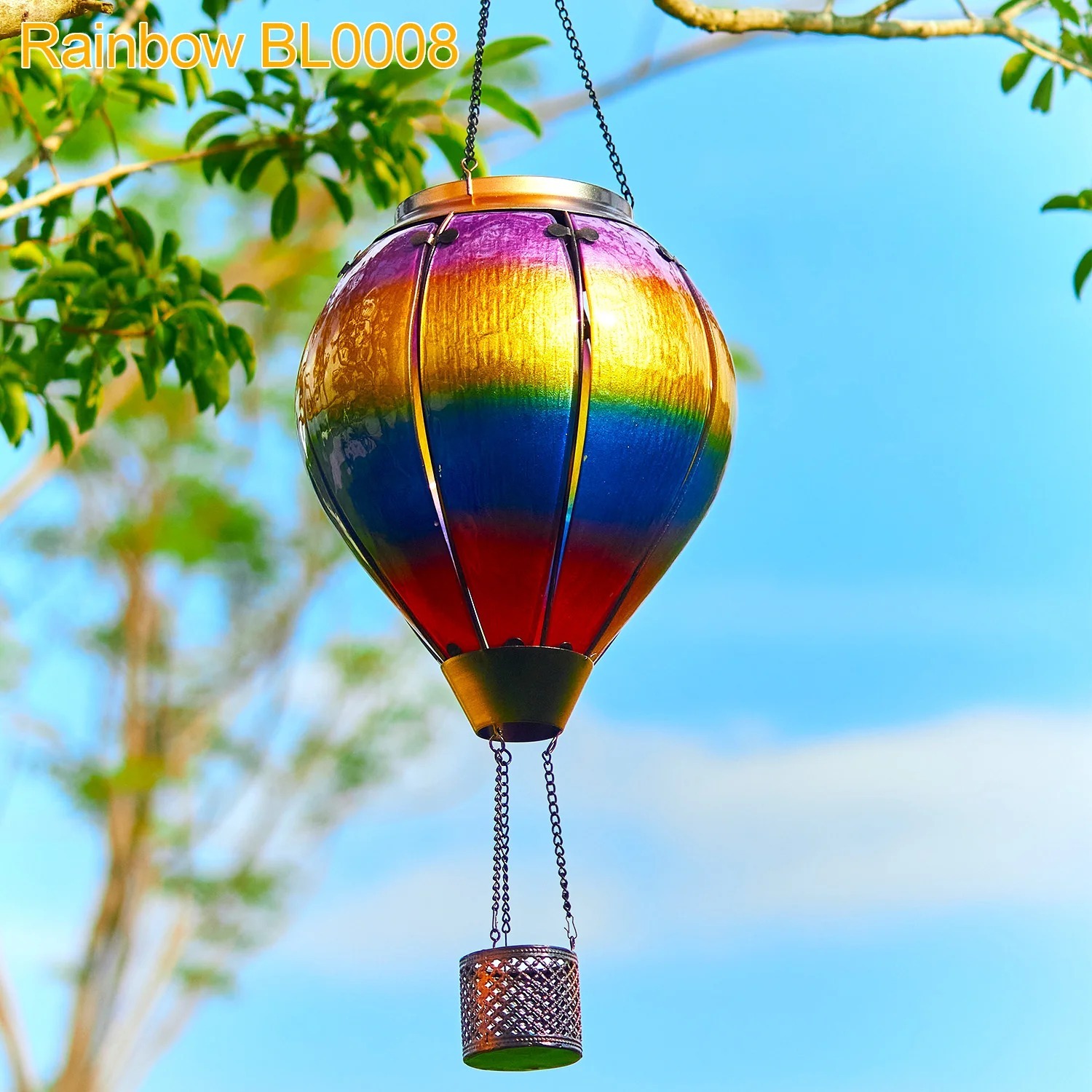 Hot Air Balloon Solar Lantern With Flame Effect