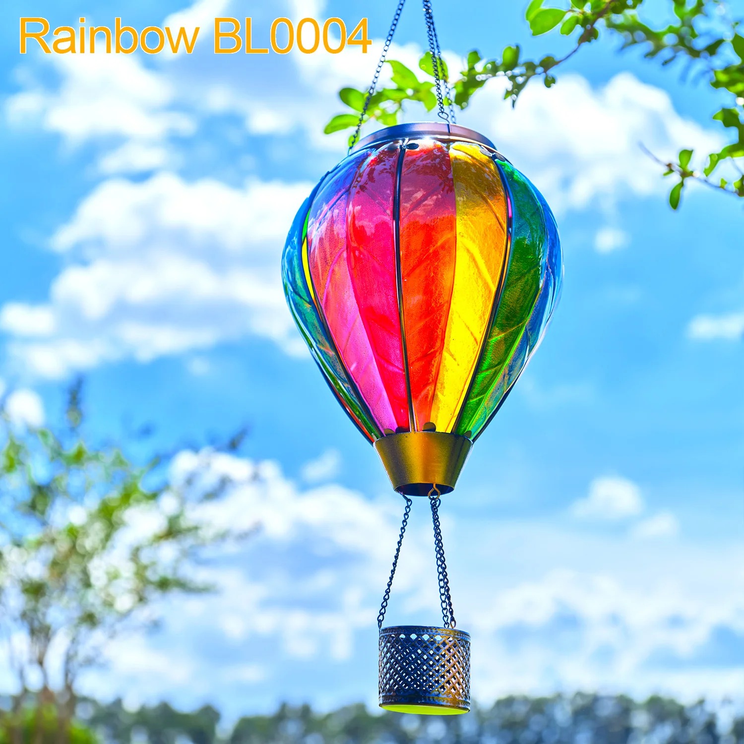 Hot Air Balloon Solar Lantern With Flame Effect