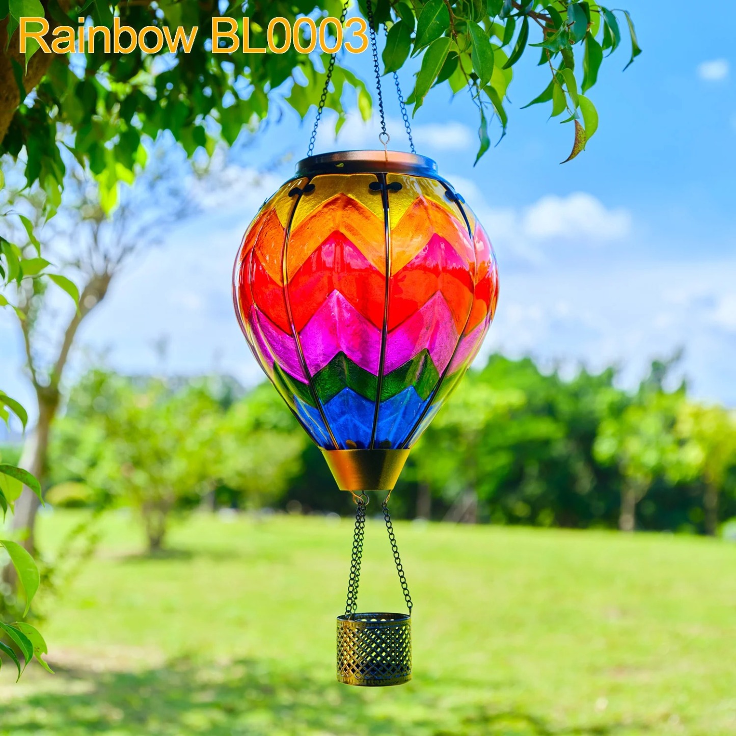 Hot Air Balloon Solar Lantern With Flame Effect