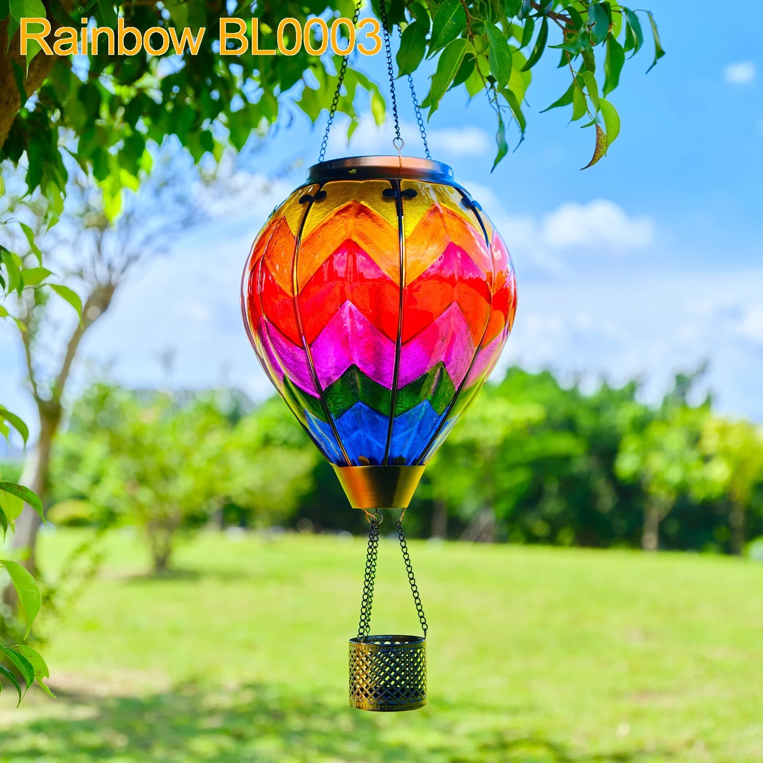 Hot Air Balloon Solar Lantern With Flame Effect