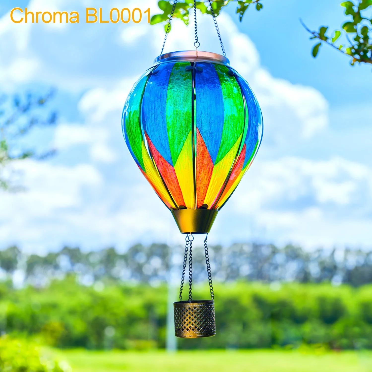 Hot Air Balloon Solar Lantern With Flame Effect