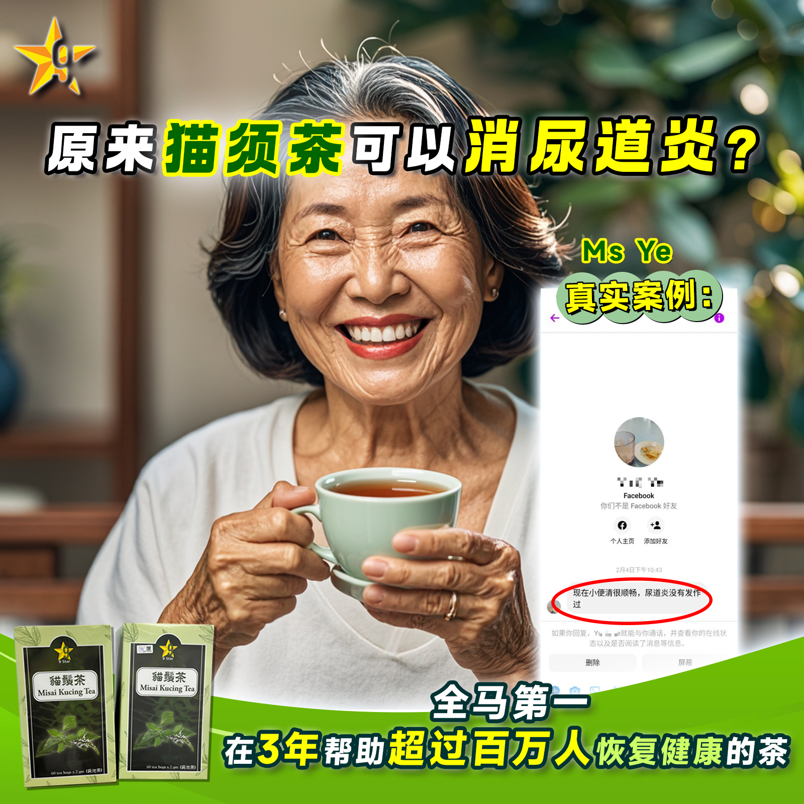 ✅Halal Approved by KKM ✅马来西亚卫生部认证* 9星猫鬚茶 (60茶包) 9 Star Tea Misai Kucing (60 tea bags)