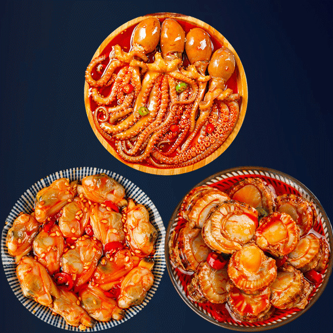Spicy Small Seafood Canned Snacks Ready-to-Eat Canned Octopus Sea Hare Clams Oysters Scallops Set-LifeGadgetHub