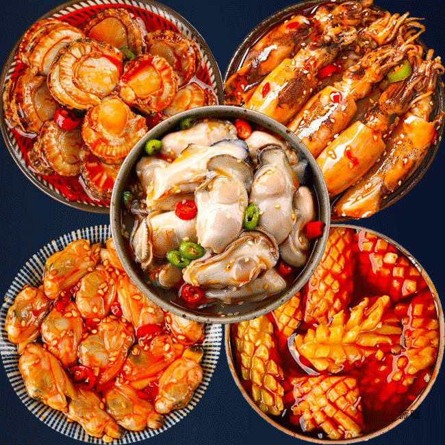 Spicy Small Seafood Canned Snacks Ready-to-Eat Canned Octopus Sea Hare Clams Oysters Scallops Set-LifeGadgetHub