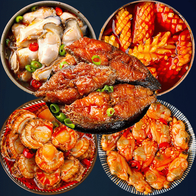 Spicy Small Seafood Canned Snacks Ready-to-Eat Canned Octopus Sea Hare Clams Oysters Scallops Set-LifeGadgetHub