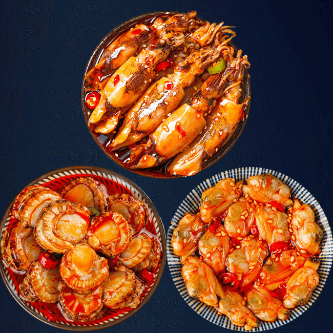 Spicy Small Seafood Canned Snacks Ready-to-Eat Canned Octopus Sea Hare Clams Oysters Scallops Set-LifeGadgetHub