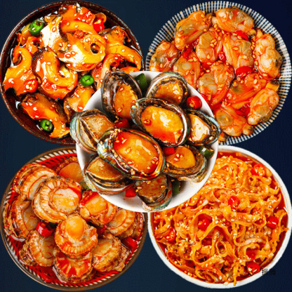 Spicy Small Seafood Canned Snacks Ready-to-Eat Canned Octopus Sea Hare Clams Oysters Scallops Set-LifeGadgetHub