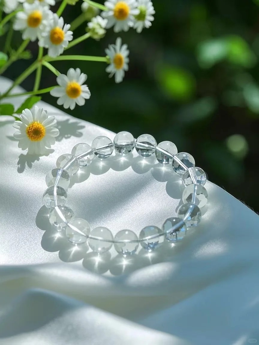 High-Transparency Clear Quartz Single-Strand Bracelet (Including Metal Spacer Style)