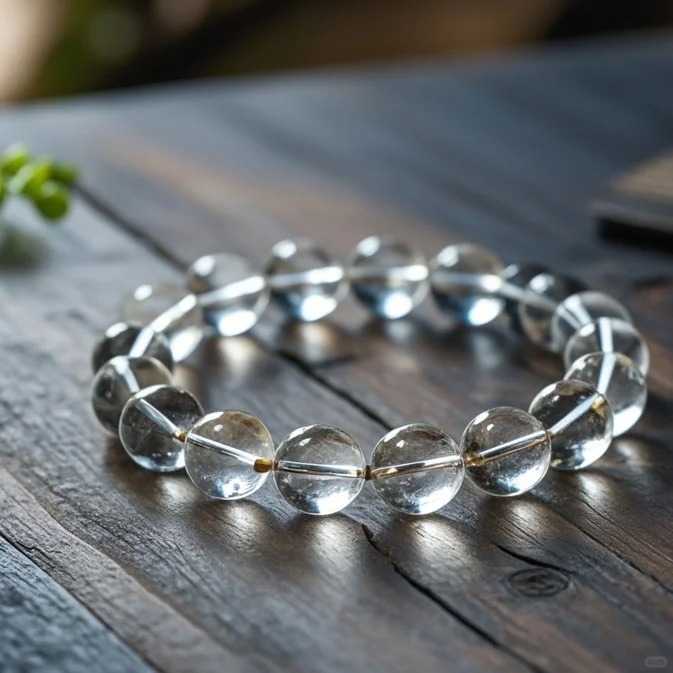 High-Transparency Clear Quartz Single-Strand Bracelet (Including Metal Spacer Style)