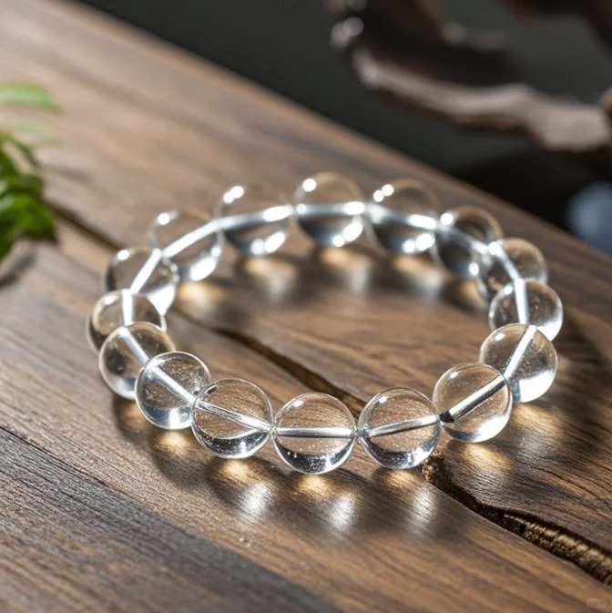 High-Transparency Clear Quartz Single-Strand Bracelet (Including Metal Spacer Style)