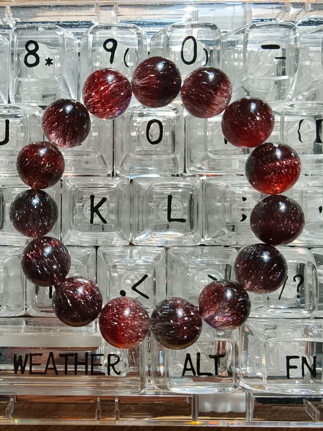 Natural Red Rutilated Quartz Single-Strand Bracelet