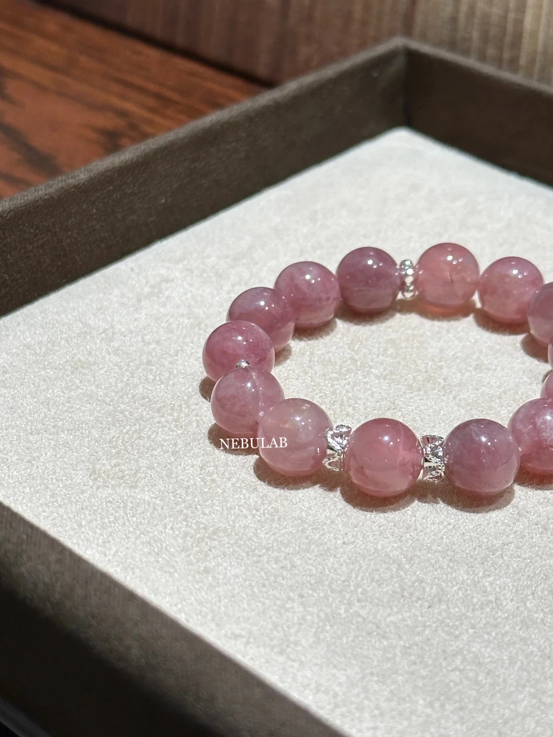 NEBULAB Rose Quartz Bracelet with Silver Accents