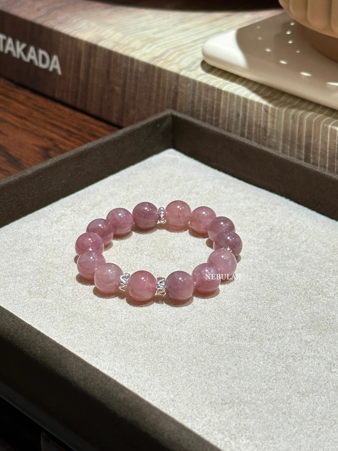 NEBULAB Rose Quartz Bracelet with Silver Accents