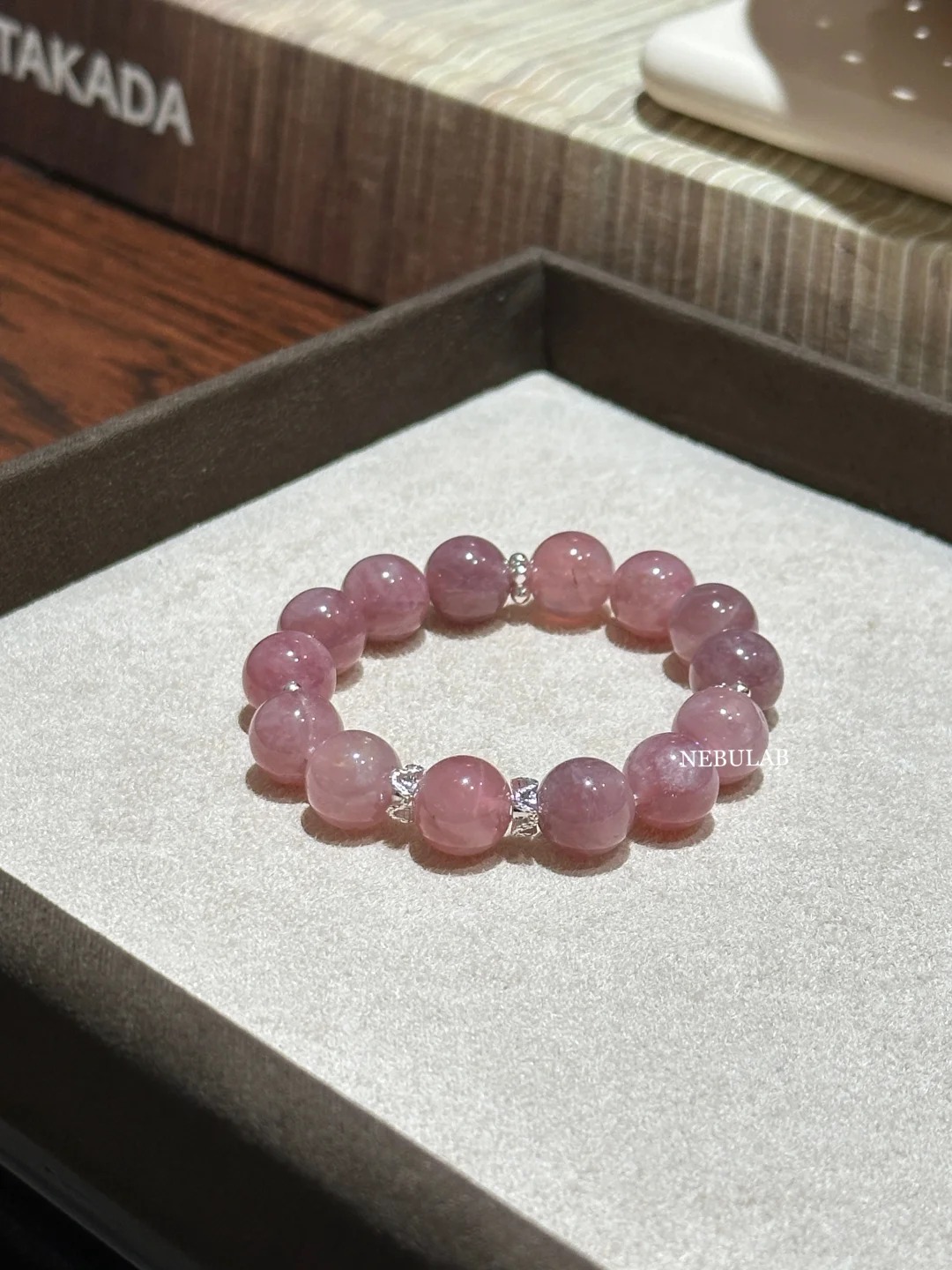 NEBULAB Rose Quartz Bracelet with Silver Accents