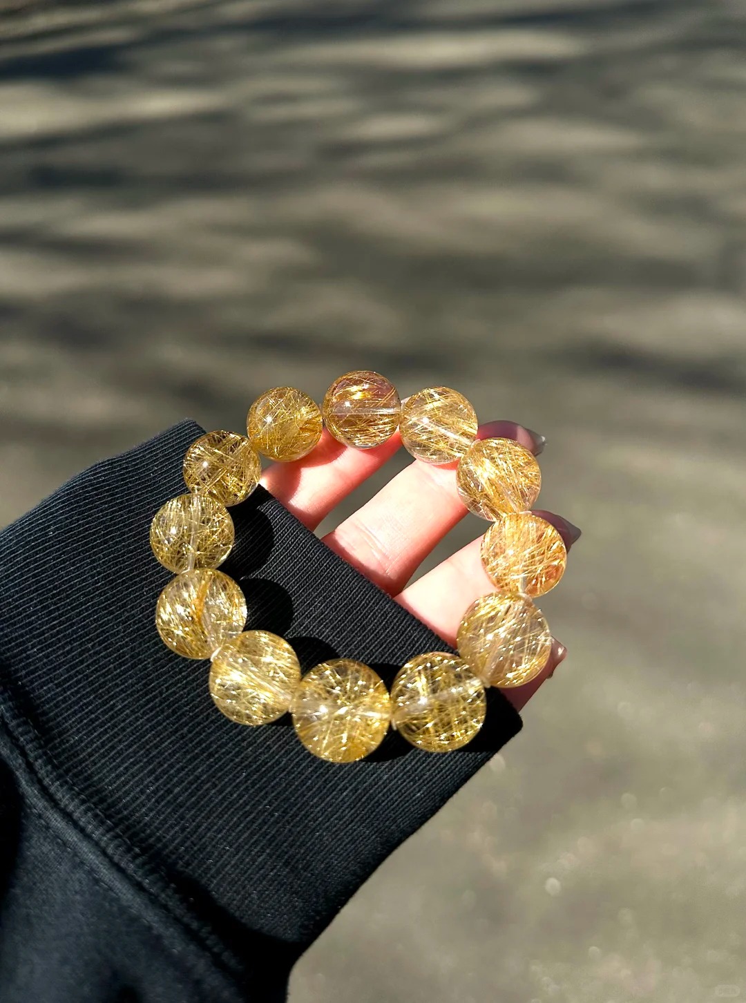 [Full-Rutilated & High-Transparent] Natural Rutilated Quartz Single-Wrap Bracelet | Dense Gold Silk High-Transparency Crystal Fortune-Bringing Curio Bracelet