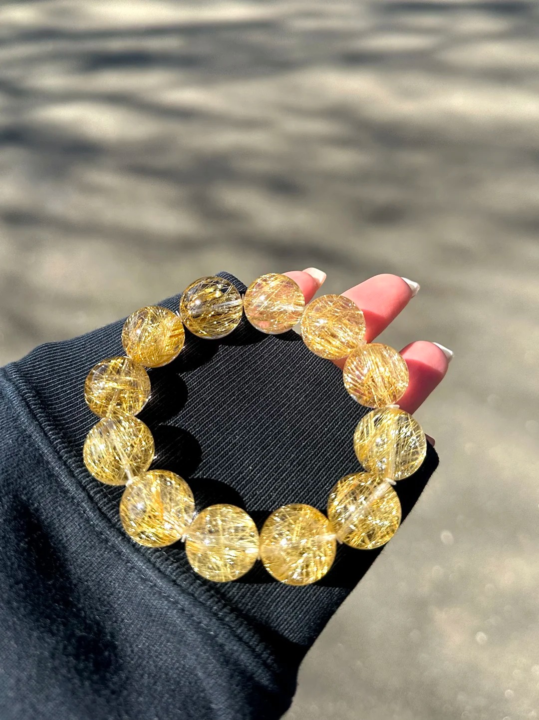 [Full-Rutilated & High-Transparent] Natural Rutilated Quartz Single-Wrap Bracelet | Dense Gold Silk High-Transparency Crystal Fortune-Bringing Curio Bracelet