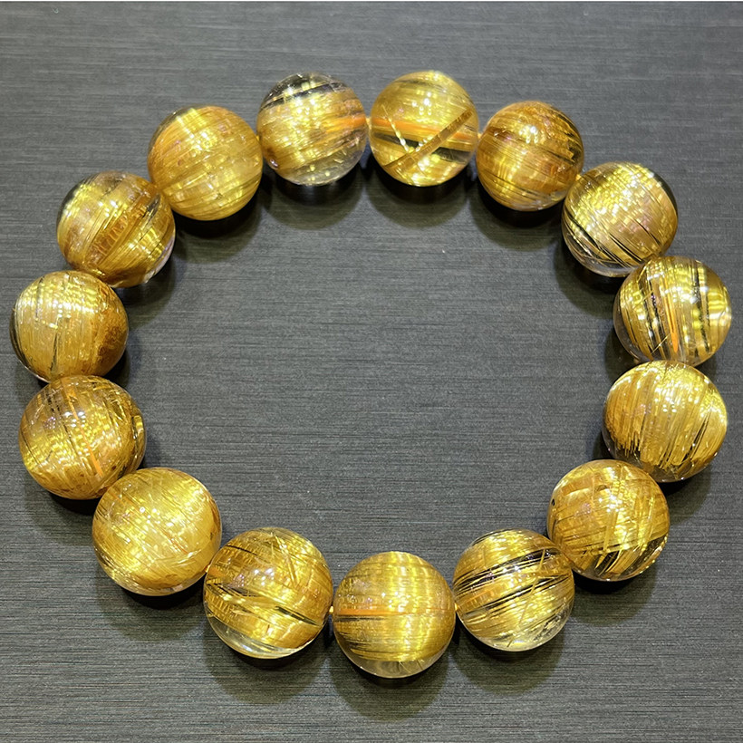[Full-Rutilated High-Transparency Collectible] Natural Rutilated Quartz Bracelet | Dense Gold Silk Crystal Fortune-Bringing Curio Bracelet (Single/Multi-Wrap Optional)