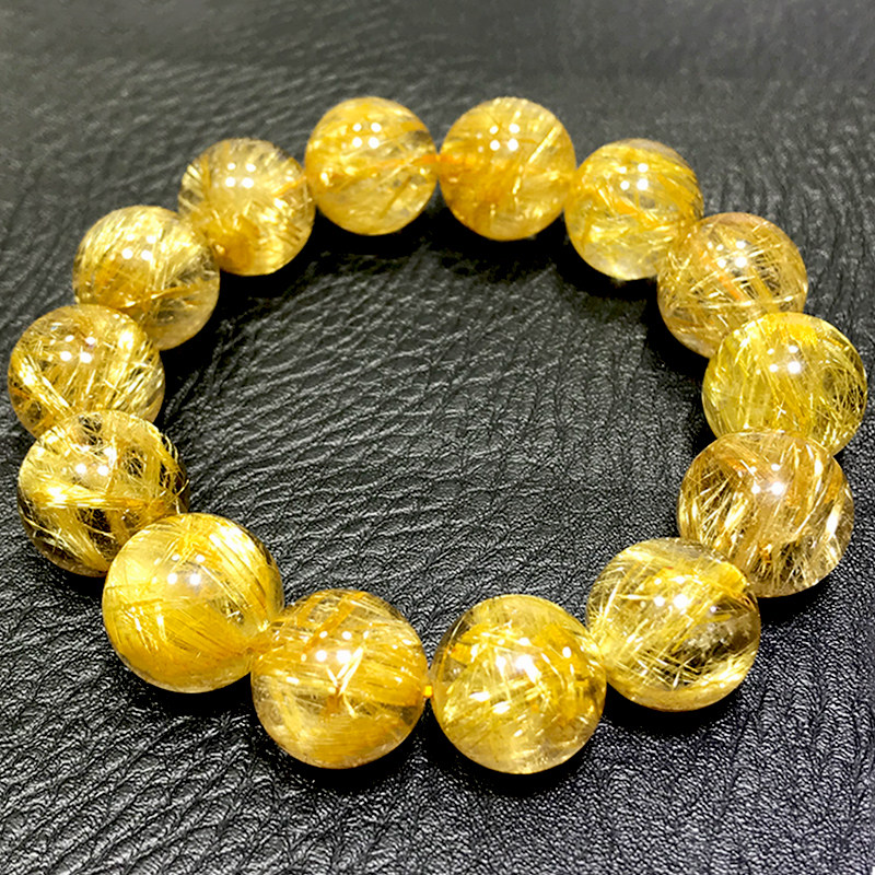 [Full-Rutilated High-Color Collectible] Natural Rutilated Quartz Bracelet | Dense Gold Silk Rich-Color Crystal Fortune-Bringing Curio Bracelet (Single/Multi-Wrap Optional)