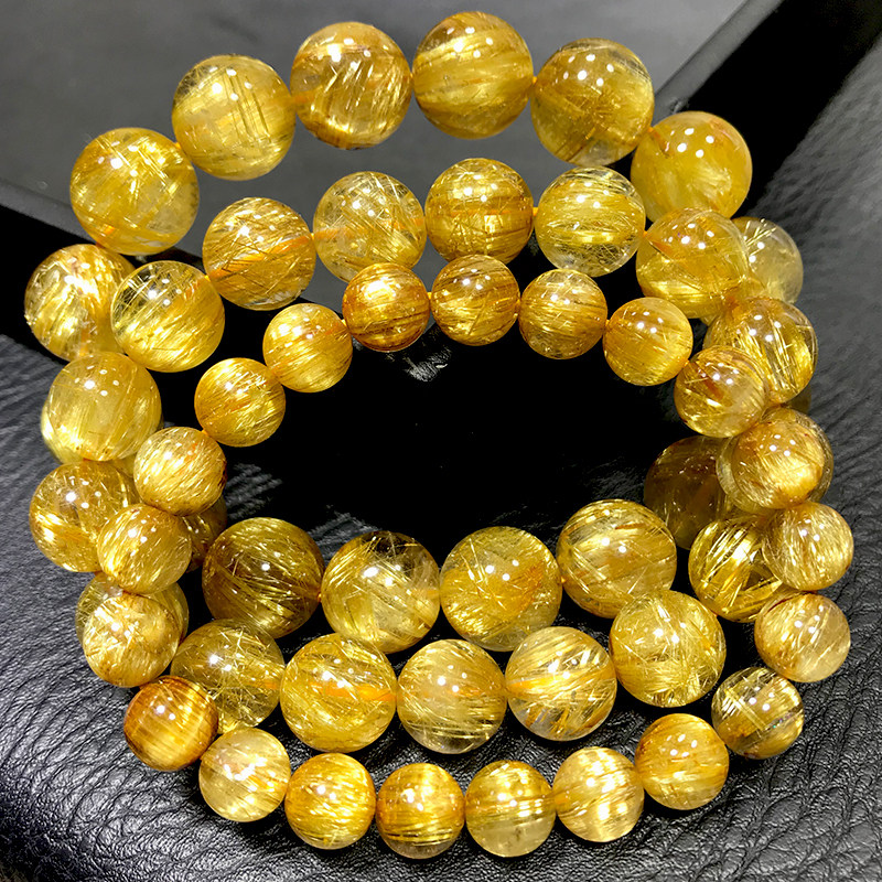 [Full-Rutilated High-Color Collectible] Natural Rutilated Quartz Bracelet | Dense Gold Silk Rich-Color Crystal Fortune-Bringing Curio Bracelet (Single/Multi-Wrap Optional)