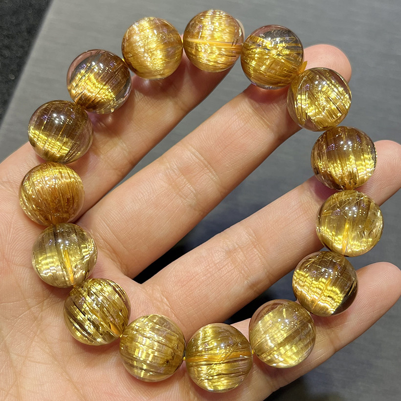 [Full-Rutilated High-Transparency Collectible] Natural Rutilated Quartz Bracelet | Dense Gold Silk Crystal Fortune-Bringing Curio Bracelet (Single/Multi-Wrap Optional)