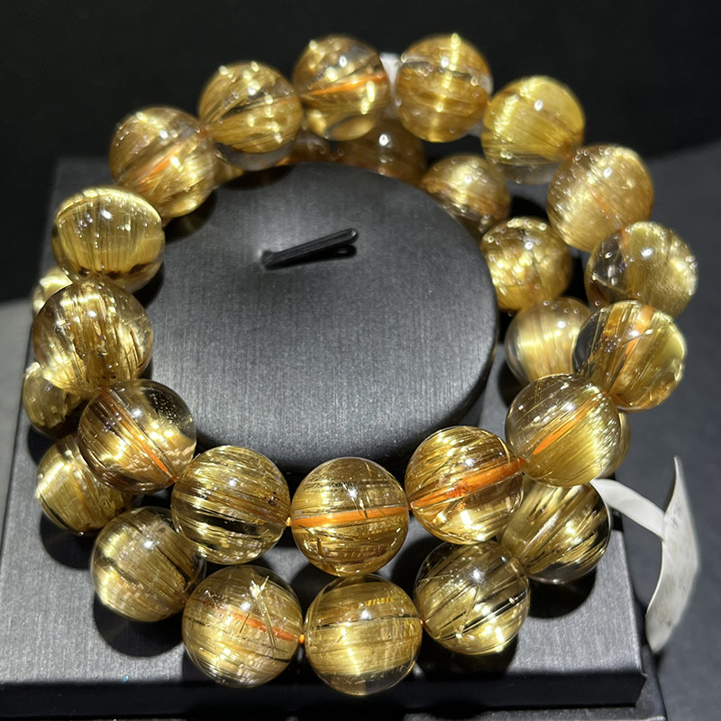 [Smooth-Rutilated Cat's Eye Collectible] Natural Rutilated Quartz Single-Wrap Bracelet | Smooth Gold Silk High-Transparency Crystal Fortune-Bringing Curio Bracelet