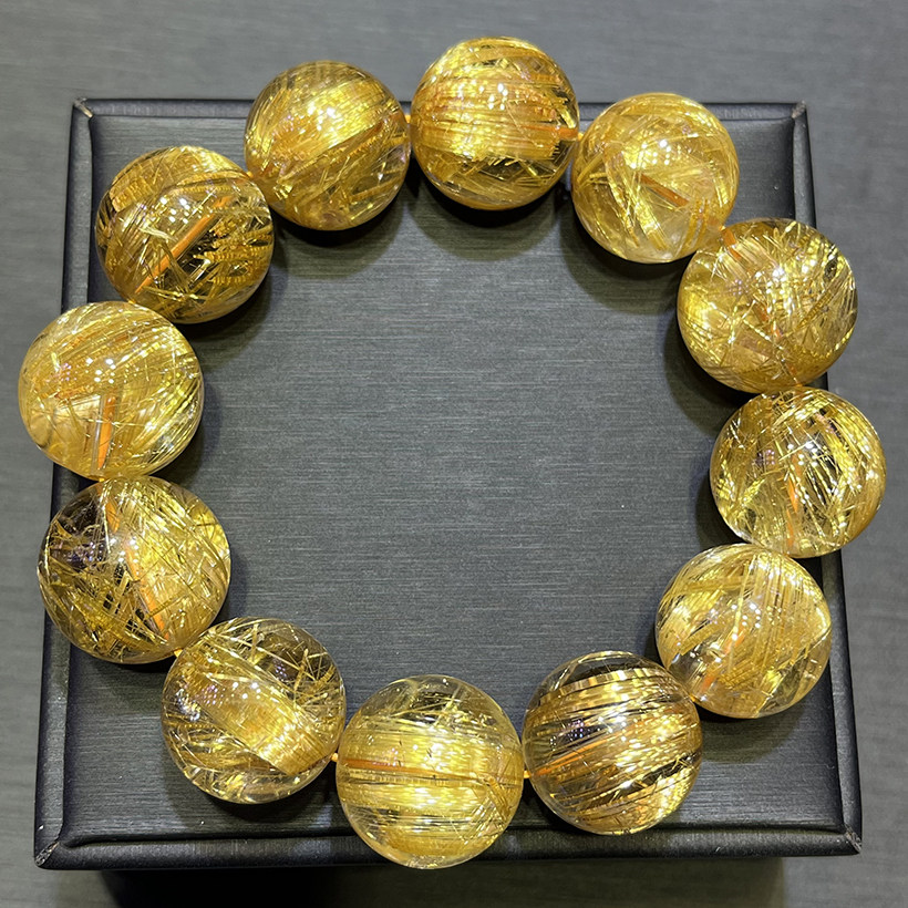 [Full-Rutilated High-Transparency Collectible] Natural Rutilated Quartz Bracelet | Dense Gold Silk Crystal Fortune-Bringing Curio Bracelet (Single/Multi-Wrap Optional)