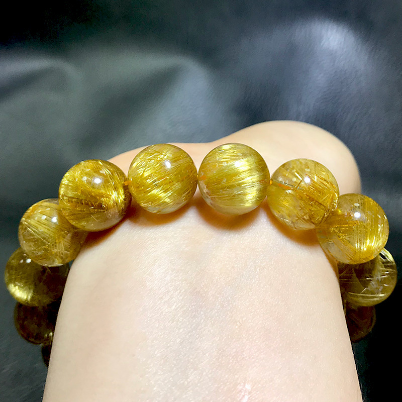 [Full-Rutilated High-Color Collectible] Natural Rutilated Quartz Bracelet | Dense Gold Silk Rich-Color Crystal Fortune-Bringing Curio Bracelet (Single/Multi-Wrap Optional)