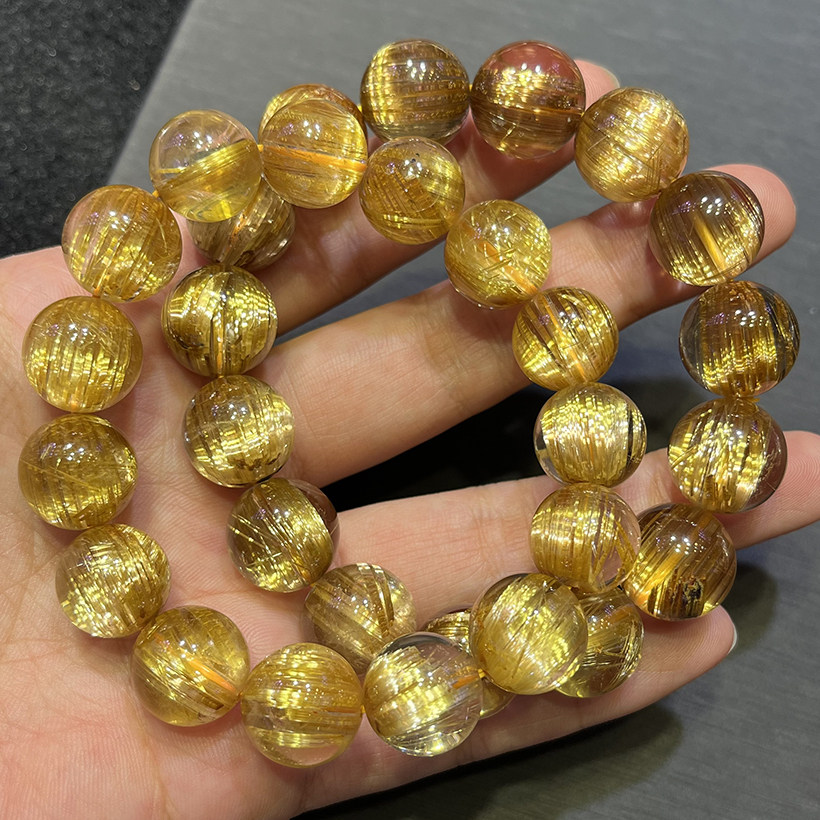 [Full-Rutilated High-Transparency Collectible] Natural Rutilated Quartz Bracelet | Dense Gold Silk Crystal Fortune-Bringing Curio Bracelet (Single/Multi-Wrap Optional)