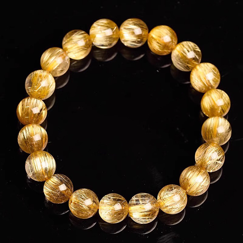 Collection-grade golden rutile fortune-attracting original bead single circle