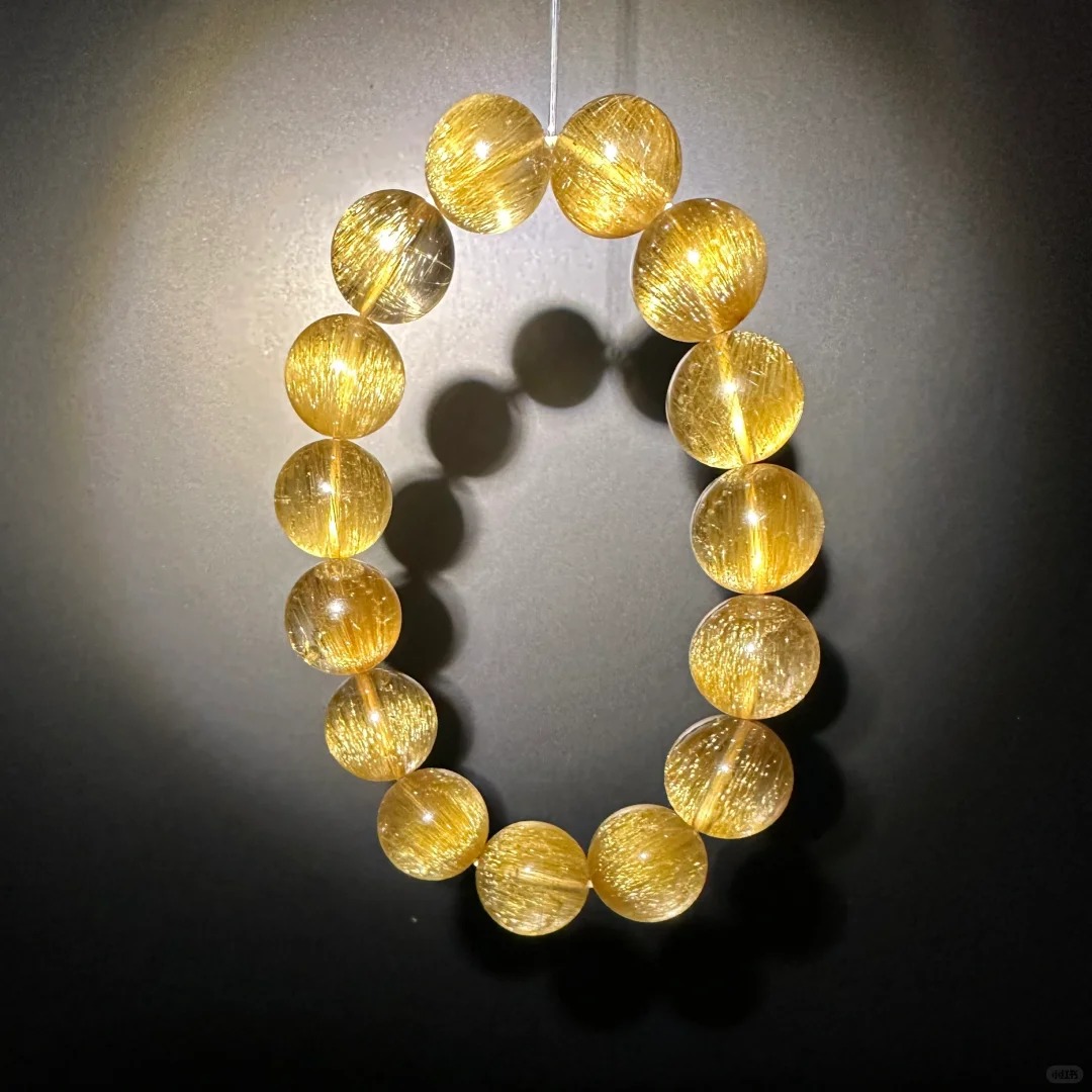 [Full-Rutilated Collectible] Natural Rutilated Quartz Single-Wrap Bracelet | Dense Smooth Gold Silk Fortune-Bringing Crystal Handpiece