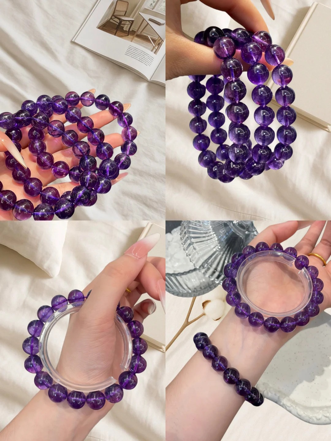 Natural High-Transparency Amethyst Single-Strand Bracelet