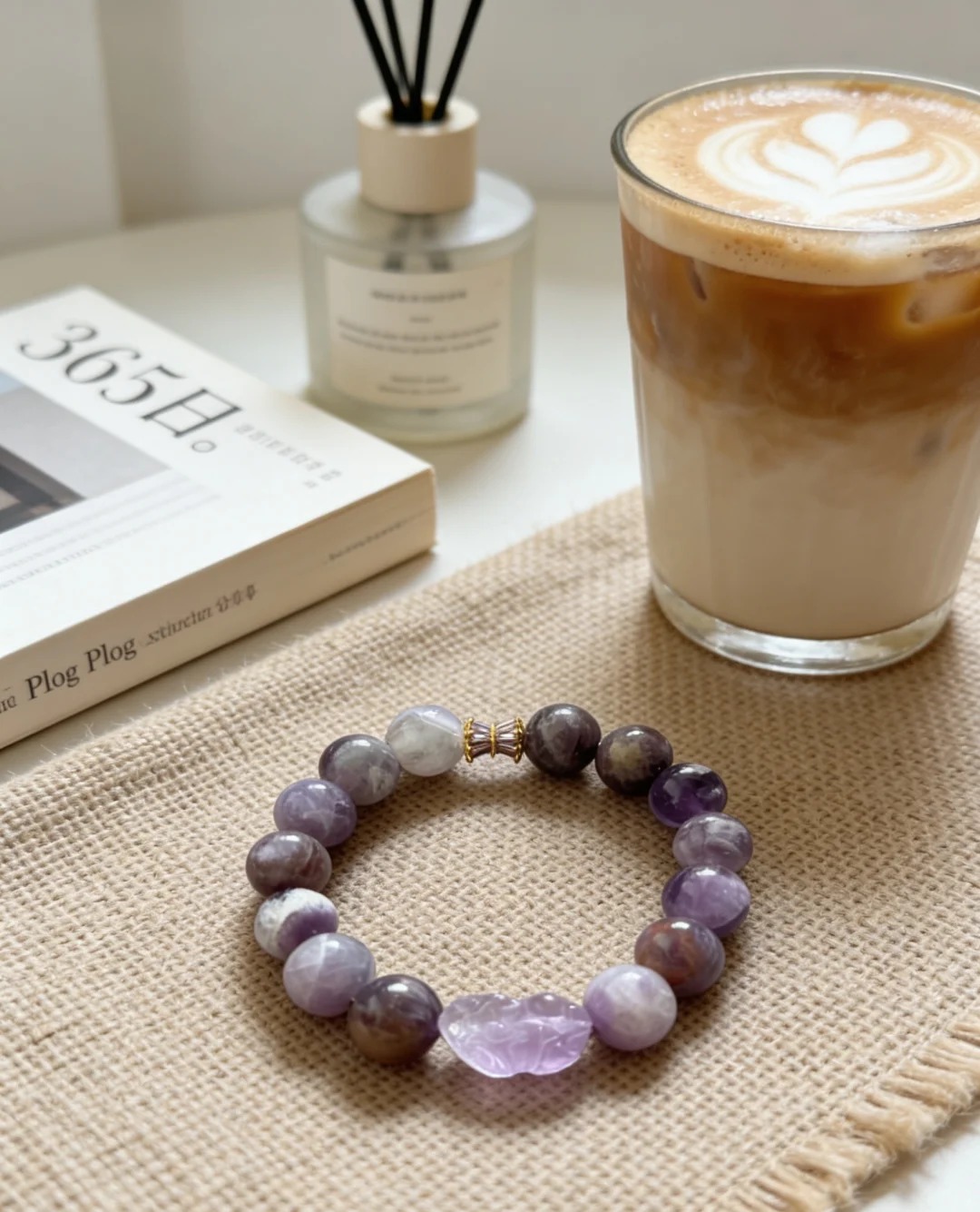 Purple-Tone Mixed Crystal Bracelet with Heart Accent Single-Strand