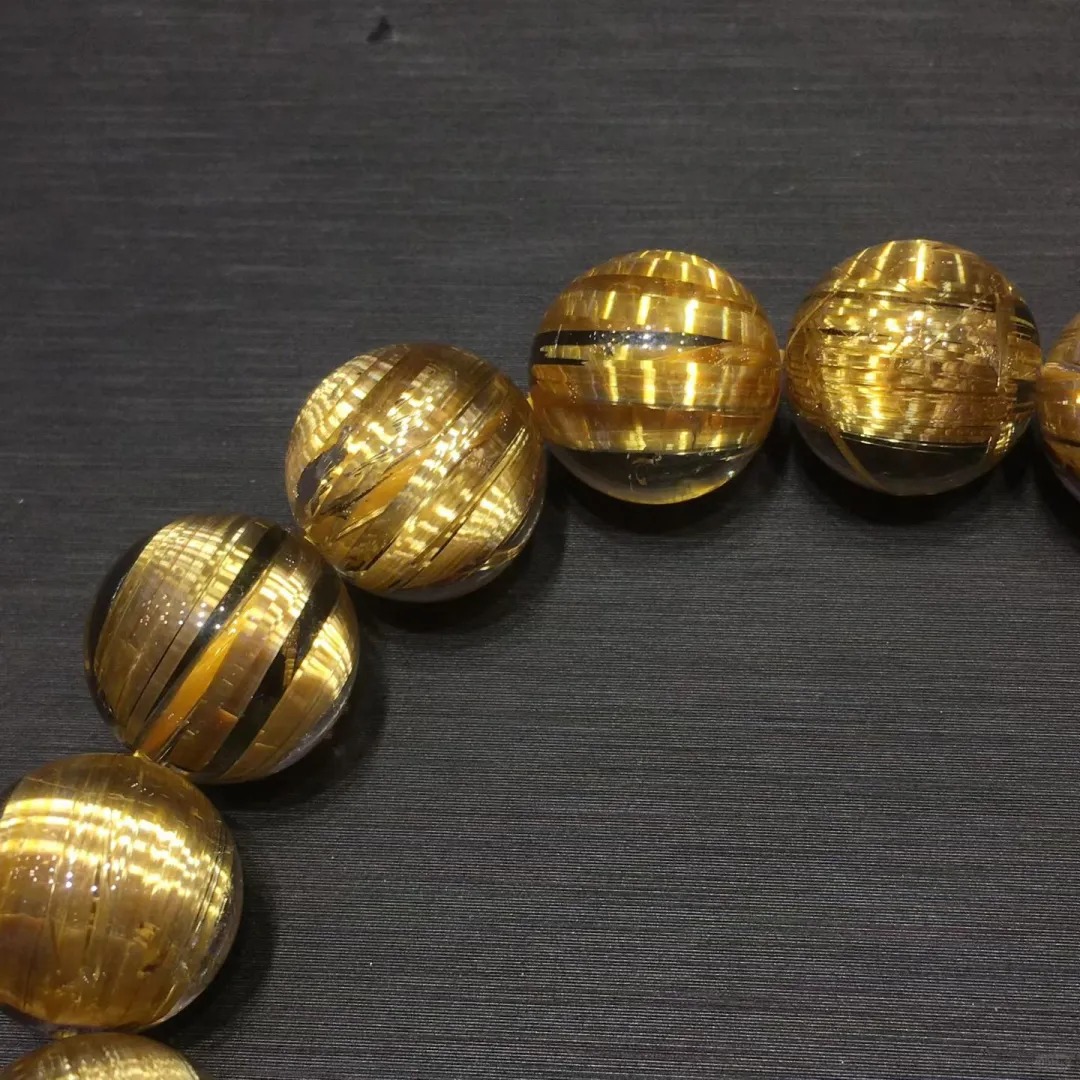 [Cat's Eye Effect Collectible] Natural Rutilated Quartz Single-Wrap Bracelet | Smooth Gold Silk Cat's Eye Crystal Fortune-Bringing Curio Bracelet