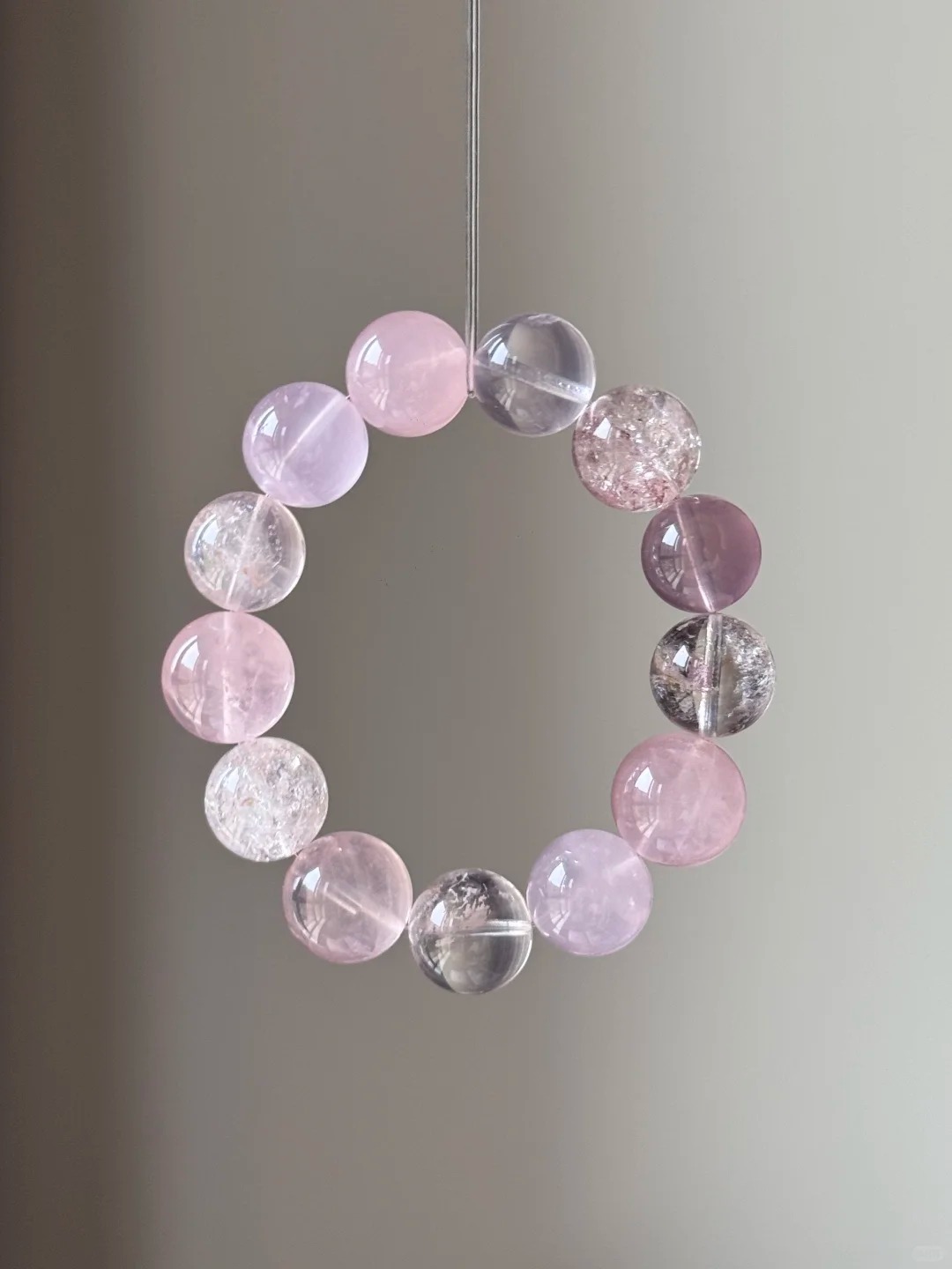 Multi-Tone Rose Quartz & Crystal Single-Strand Bracelet
