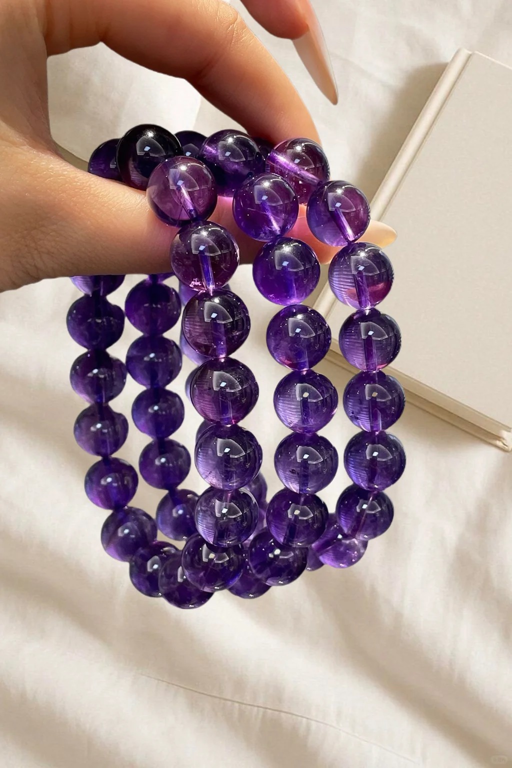Natural High-Transparency Amethyst Single-Strand Bracelet