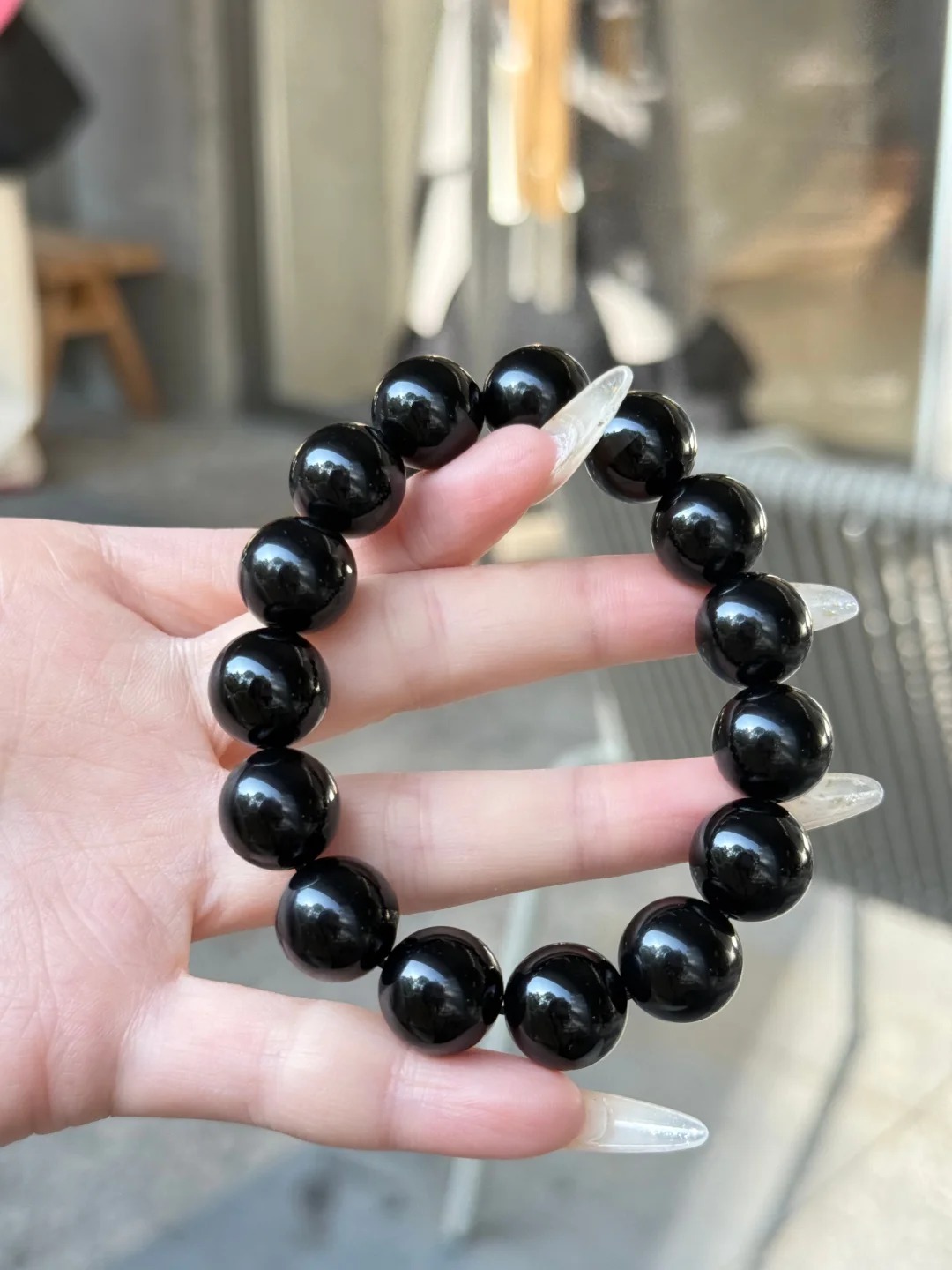 Solid Black Onyx Beaded Bracelet