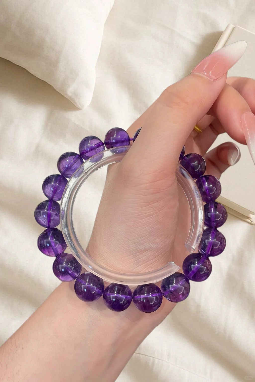 Natural High-Transparency Amethyst Single-Strand Bracelet