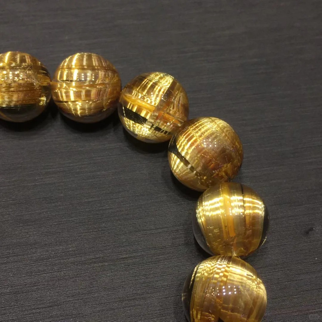 [Cat's Eye Effect Collectible] Natural Rutilated Quartz Single-Wrap Bracelet | Smooth Gold Silk Cat's Eye Crystal Fortune-Bringing Curio Bracelet