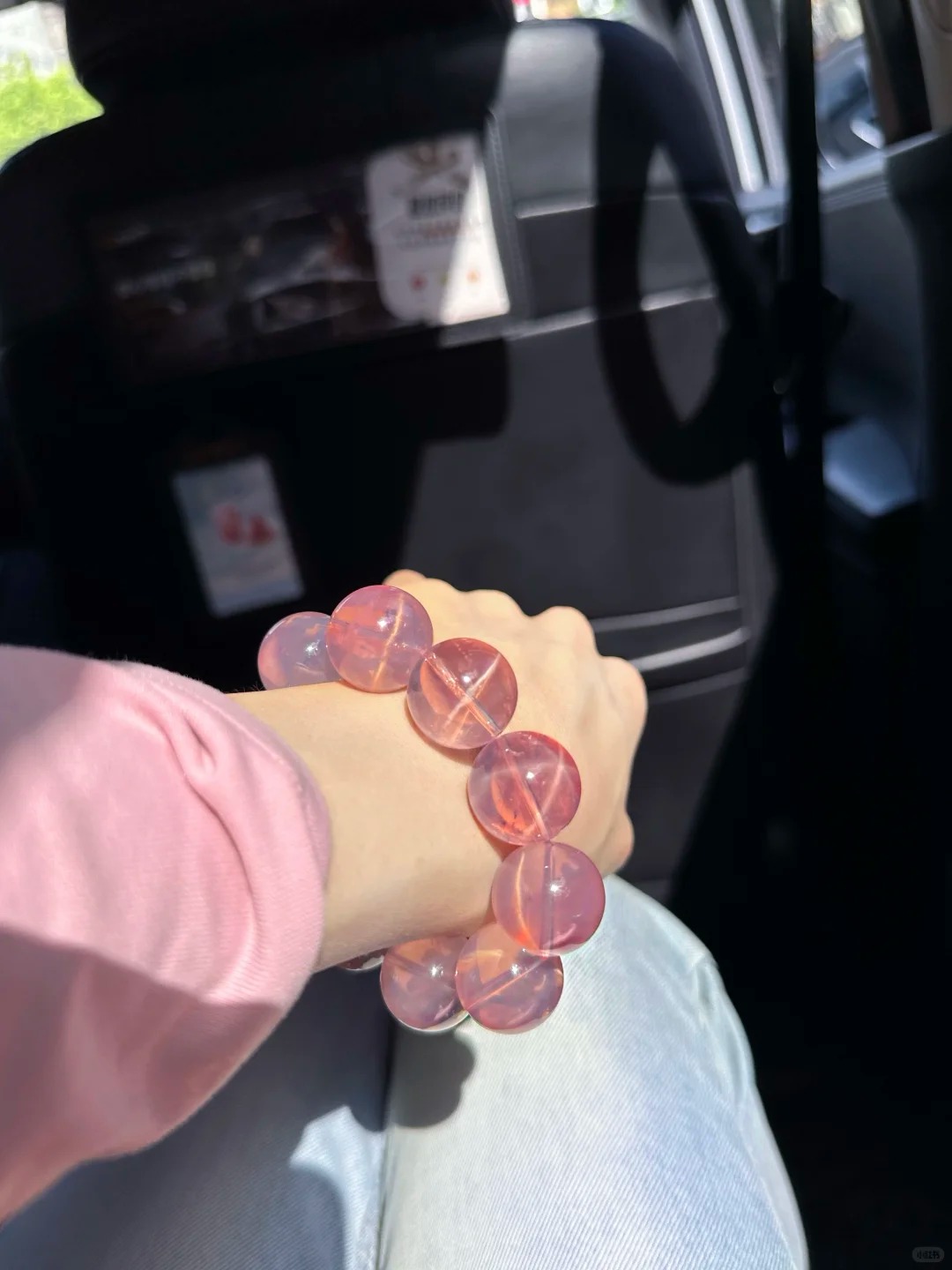 High-Transparency Ice-Type Rose Quartz Single-Strand Bracelet