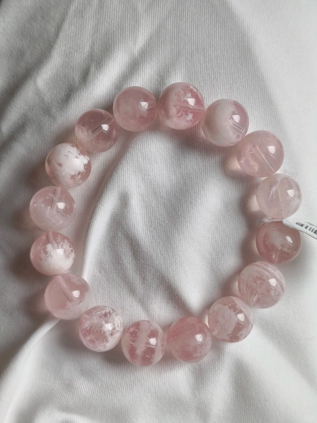 Cherry Blossom Rose Quartz (Snow Cotton) Single-Strand Bracelet