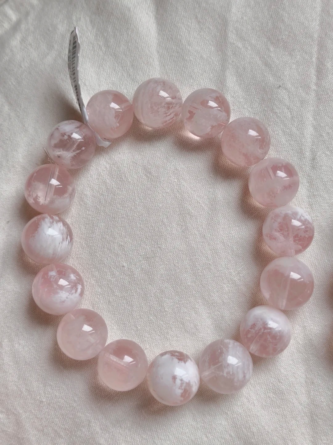 Cherry Blossom Rose Quartz (Snow Cotton) Single-Strand Bracelet