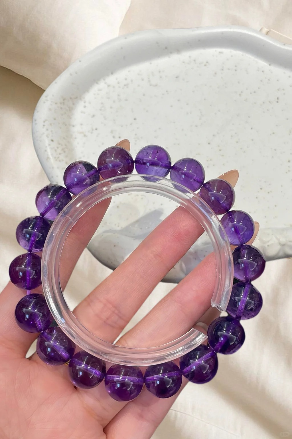 Natural High-Transparency Amethyst Single-Strand Bracelet